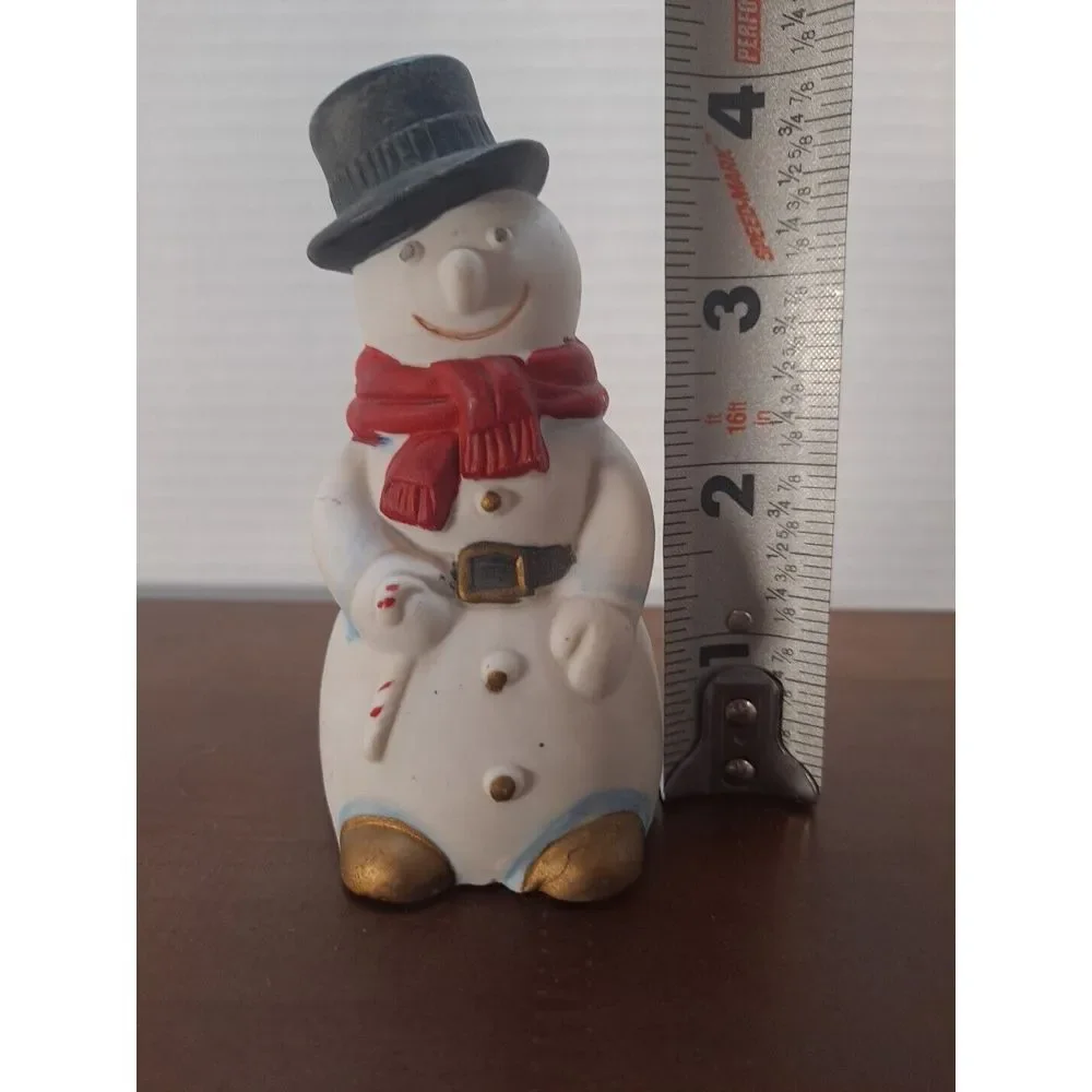 Vintage FEI‎ Snowman Christmas Ceramic Bell Holiday Décor 4 Inches Tall